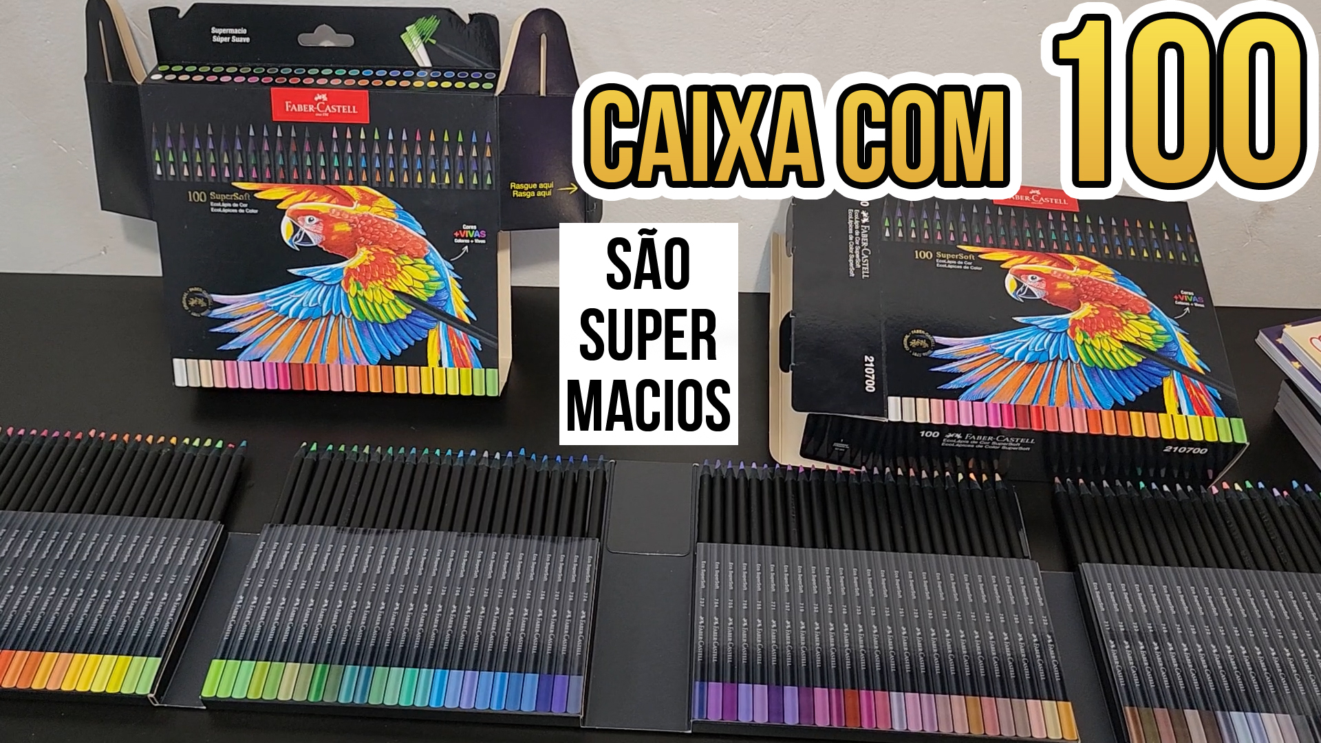 ( ACHEI MACIO ) UNBOXING + TESTE Lápis De Cor, Faber-Castell, Ecolápis Supersoft, 210700, 100 cores