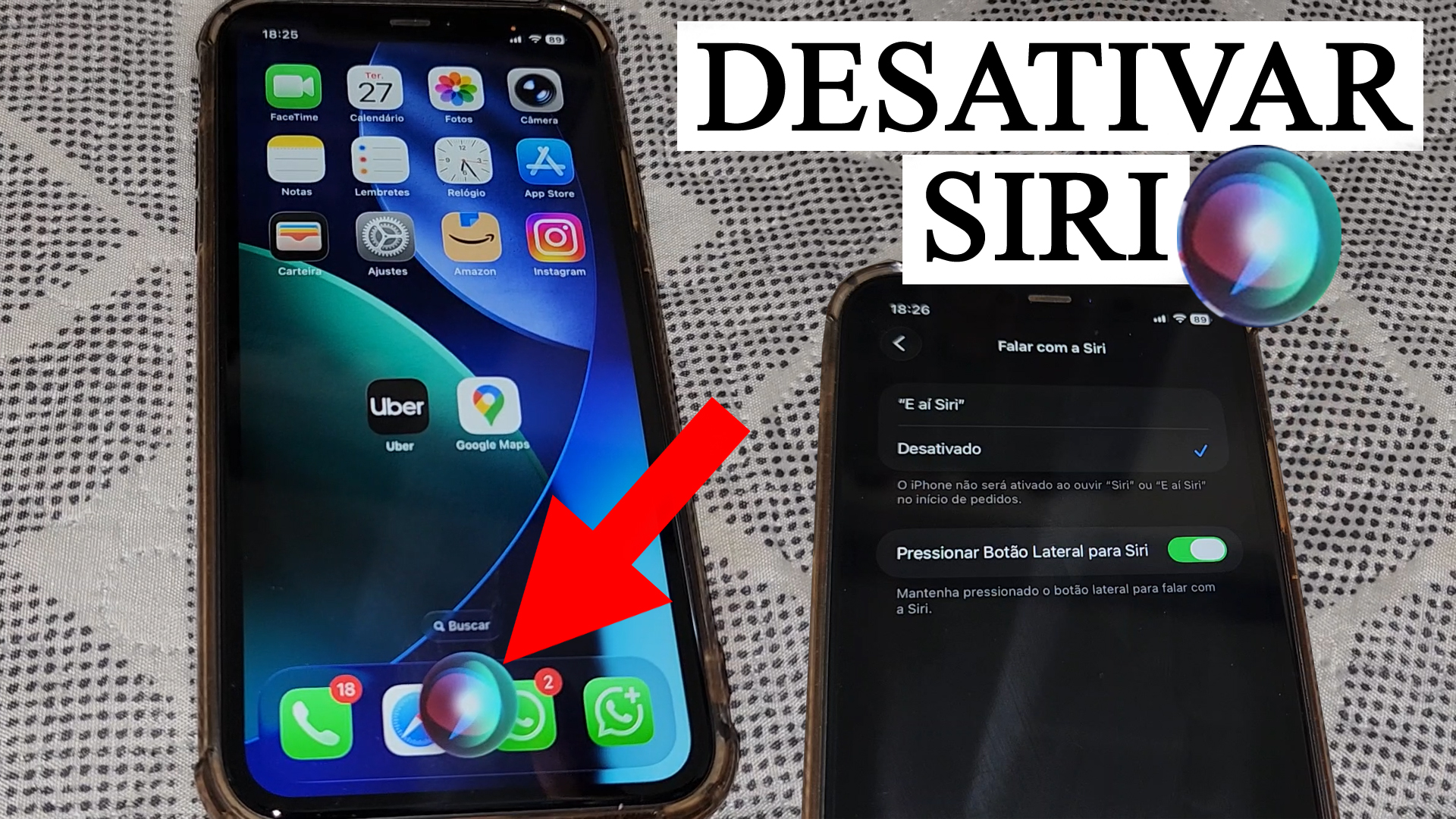 COMO DESATIVAR A FUNÇÃO ” E AÍ SIRI ” DO IPHONE ( ATIVA POR VOZ )