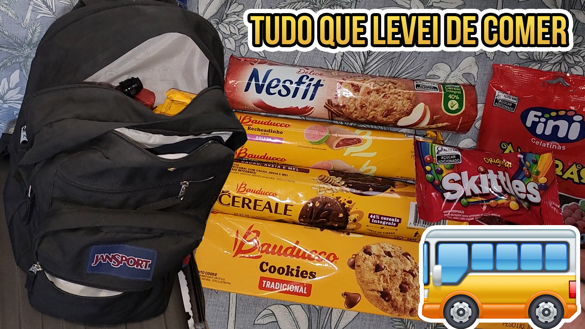 TUDO QUE LEVEI NA MOCHILA PARA COMER NA MINHA VIAGEM DE ÔNIBUS
