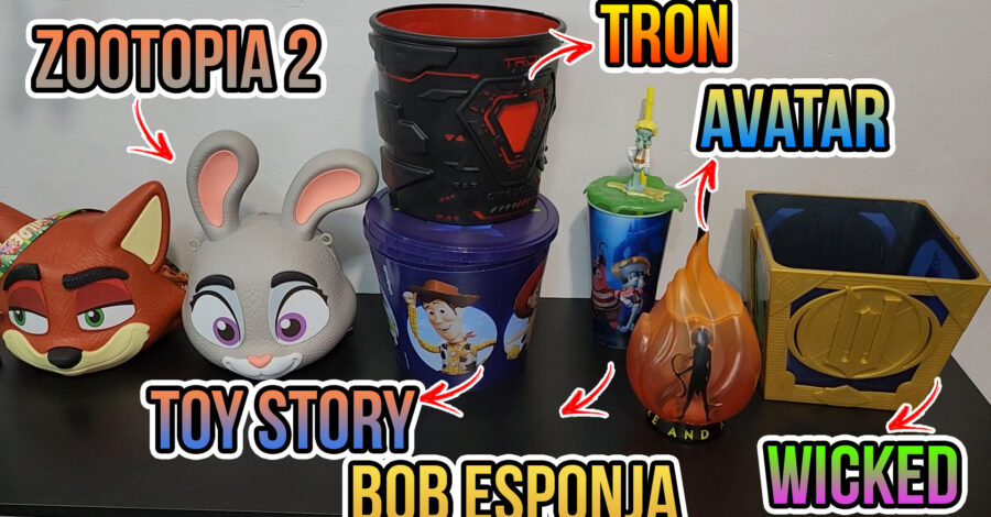 QUASE TODOS OS BALDES DE PIPOCA E COPOS DA PROMOÇÃO CINÉPOLIS SEMANA DO CINEMA