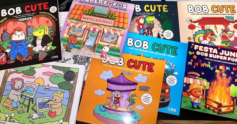 UNBOXING DO KIT DE LIVROS PARA COLORIR BOB CUTE