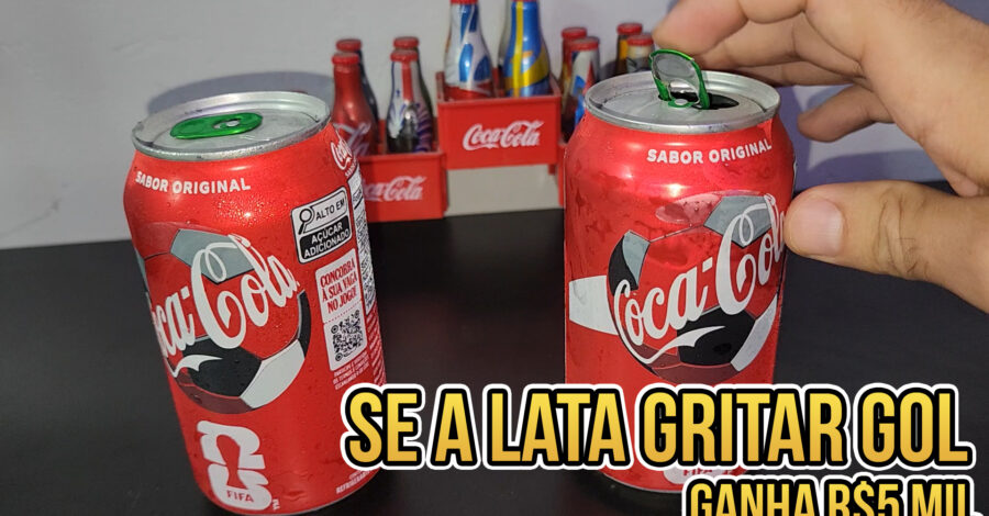 ABRI DUAS LATINHAS! 😱 Se a Coca-Cola GRITAR “GOL”, eu ganho R$5 MIL! (Promoção 2026)