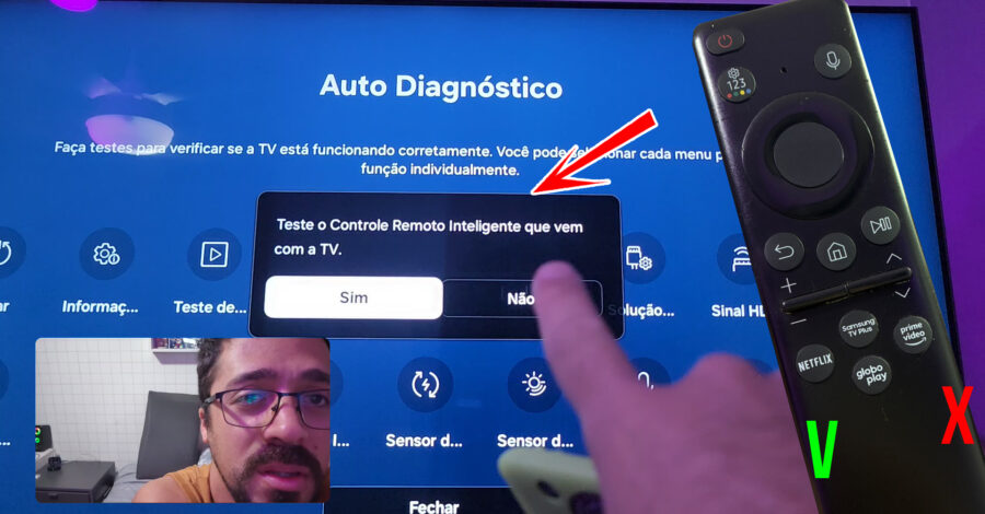 COMO TESTAR PARA SABER SE O CONTROLE DA TV SAMSUNG ESTÁ FUNCIONANDO NORMALMENTE OU ESTÁ FALHANDO?