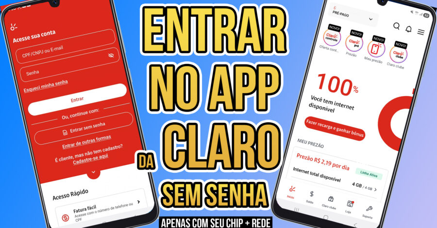 COMO ENTRAR NO APP DA CLARO SEM COLOCAR SENHA E CPF – APENAS COM O SEU CHIP + INTERNET DO CELULAR 4G