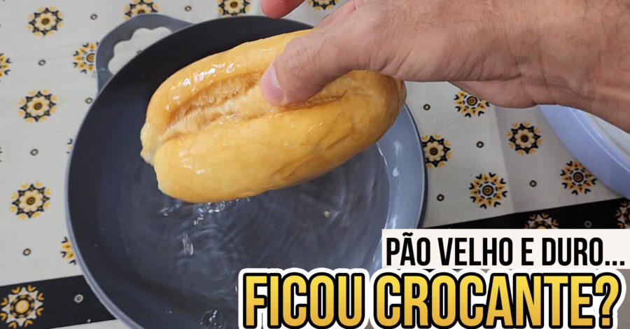 COLOQUEI UM PÃO VELHO E DURO NA ÁGUA E DEPOIS NA AIR FRYER… FICOU CROCANTE?
