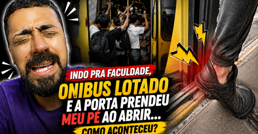 INDO PRA FACULDADE, ONIBUS LOTADO E A PORTA PRENDEU MEU PÉ AO ABRIR… COMO ACONTECEU?
