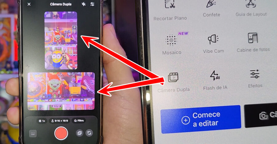 COMO GRAVAR COM CÂMERA DUPLA ( horizontal e vertical ) 2 AO MESMO TEMPO pelo app SnapEdit