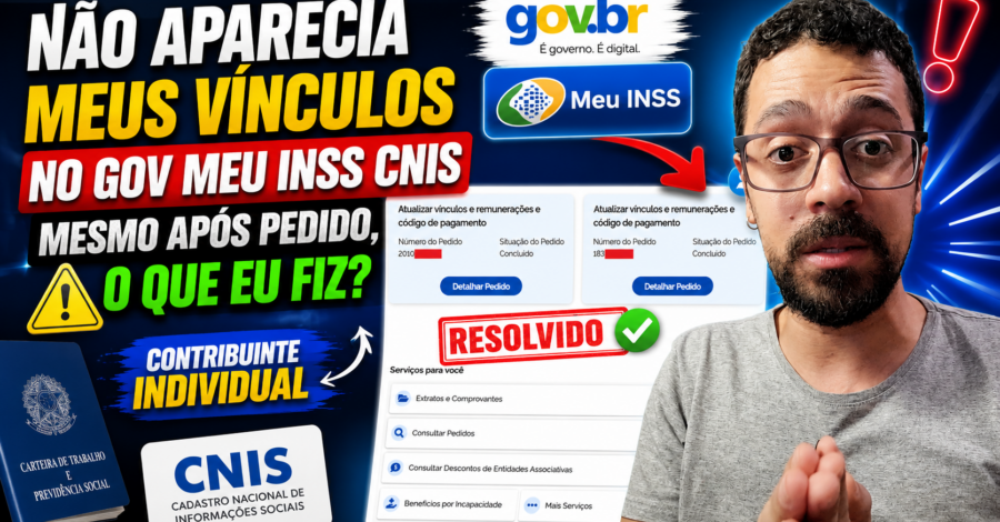 NÃO APARECIA MEUS VINCULOS NO GOV MEU INSS CNIS MESMO APÓS PEDIDO, E LIGAÇÃO NO 135 O QUE EU FIZ?