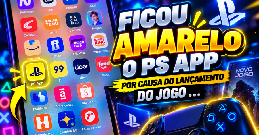 FICOU AMARELO O ÍCONE PS APP ( PLAYSTATION APP ) POR CAUSA DO LANÇAMENTO DO JOGO DO WOLVERINE