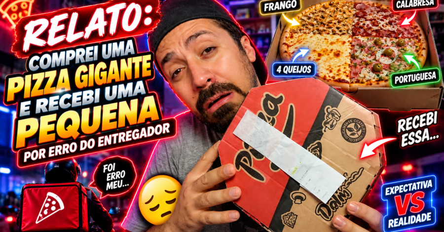 RELATO: COMPREI UMA PIZZA GIGANTE E RECEBI UMA PEQUENA POR ERRO DO ENTREGADOR