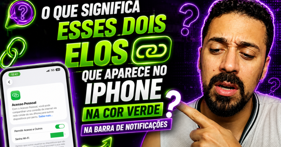 O que significa esses DOIS ELOS que aparece no iphone na cor verde na barra de notificações
