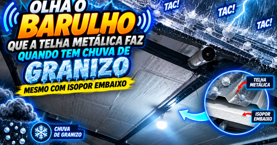 OLHA O BARULHO QUE A TELHA METÁLICA FAZ QUANDO TEM CHUVA DE GRANIZO MESMO COM ISOPOR EMBAIXO