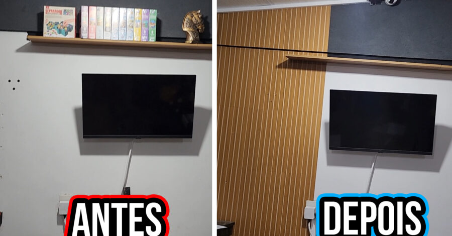 PASSO A PASSO APLICANDO PAINEL RIPADO AUTOCOLANTE NA PAREDE AQUI DE CASA – COMO FICOU?