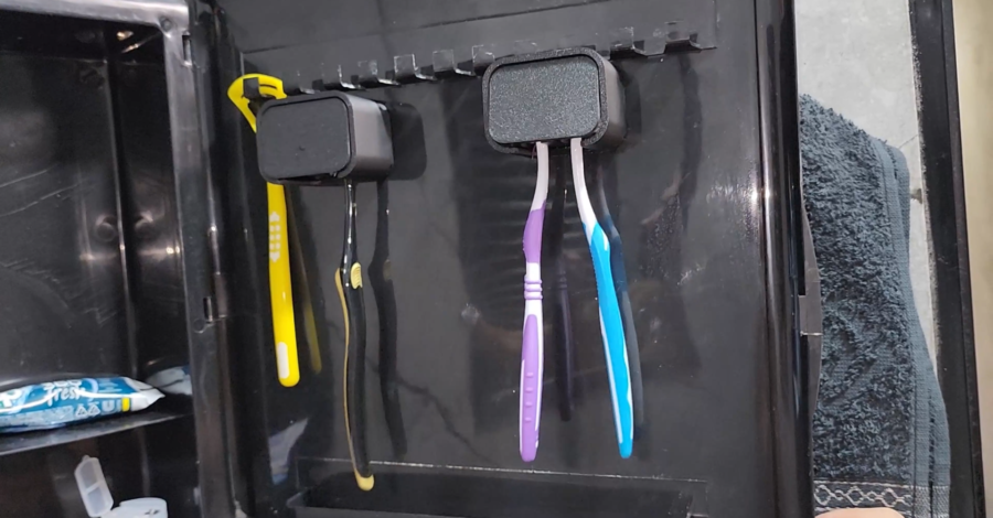 COMO FUNCIONA A PORTA ESCOVA DE DENTE COM TAMPA FEITA NA IMPRESSORA 3D DA SHOPEE DE PAREDE SEM FURO